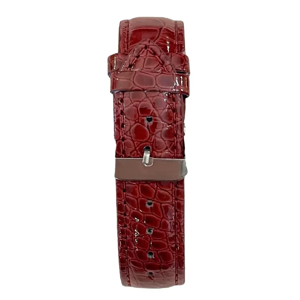 Women's RHINESTONE BUTTERFLY Watch Red Faux Leather Strap - NEW BATTERY